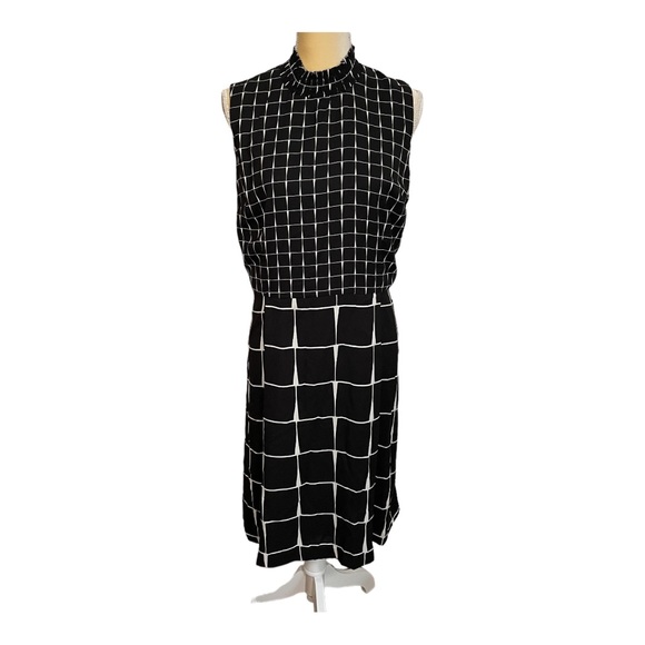 WHO WHAT WEAR Black Printed High Neck A-line Dress Size XL - Picture 2 of 11